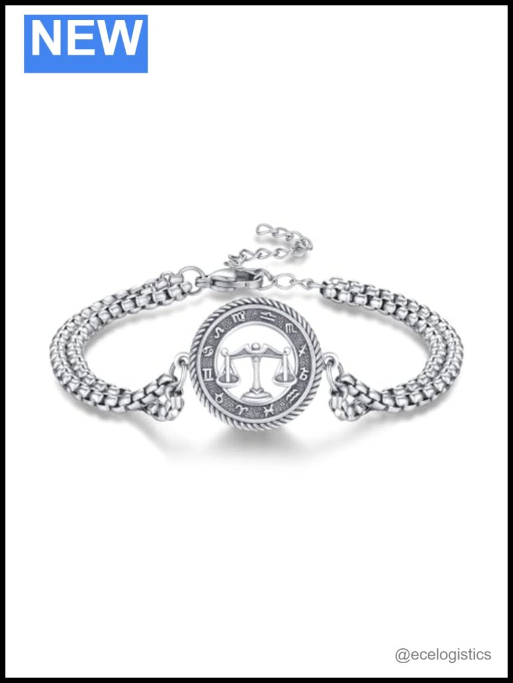 925 Sterling Silver Zodiac Libra Charm Bracelet Adjustable